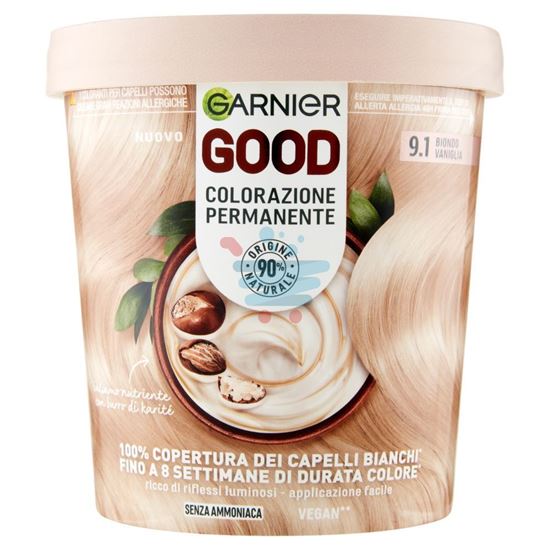 GARNIER GOOD 9.1 BIONDO VANIGLIA, COLORAZIONE PERMANENTE SENZA AMMONIACA, 90% ORIGINE NATURALE