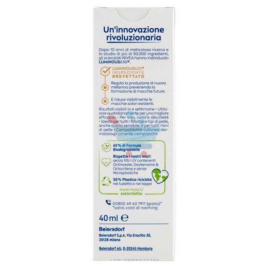 NIVEA SUN ANTI MACCHIE LUMIONOUS630 FLUIDO SOLARE FP 50+ MOLTO ALTA 40 ML