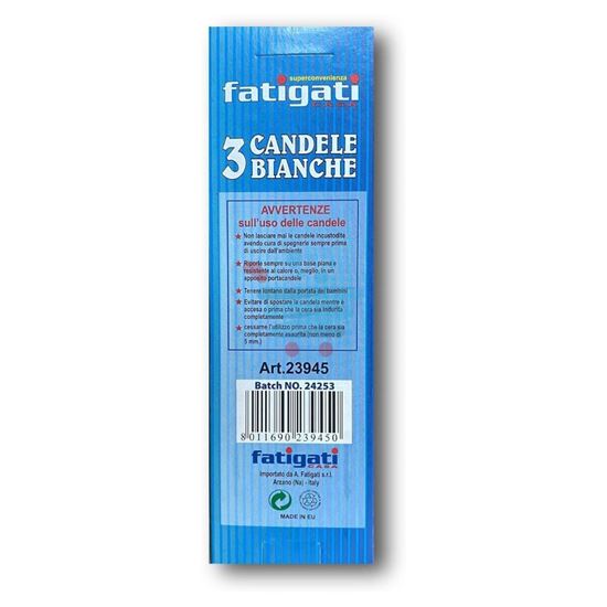 FATIGATI CANDELE STEARICHE BIANCHE 3 PEZZI