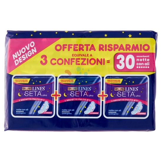 LINES SETA ULTRA NOTTE CON ALI PACCO TRIPLO 30PZ