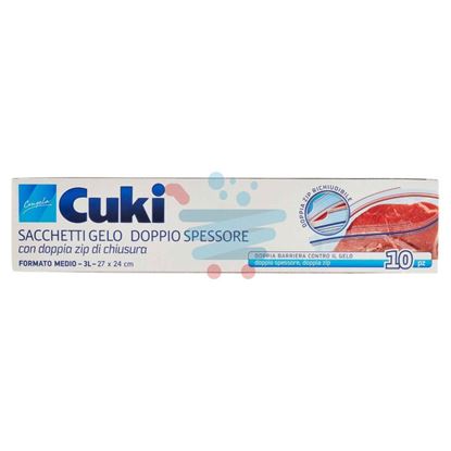 CUKI CONGELA SACCHETTI GELO CON CHIUSURA A ZIP SPESSORE FORMATO MEDIO  3L  27 X 24 CM 10 PZ