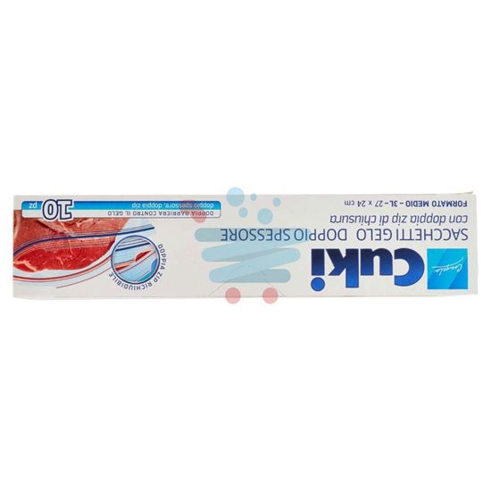 CUKI CONGELA SACCHETTI GELO CON CHIUSURA A ZIP SPESSORE FORMATO MEDIO  3L  27 X 24 CM 10 PZ
