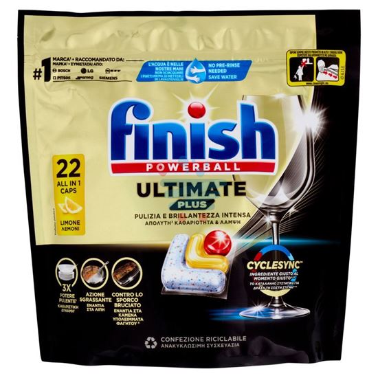 FINISH ULTIMATE PLUS LIMONE PASTIGLIE LAVASTOVIGLIE 22 LAVAGGI 268,4 GR
