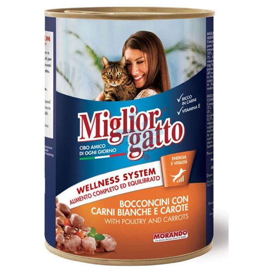 MIGLIOR GATTO BOCCONI DI CARNI BIANCHI E CAROTE 405GR