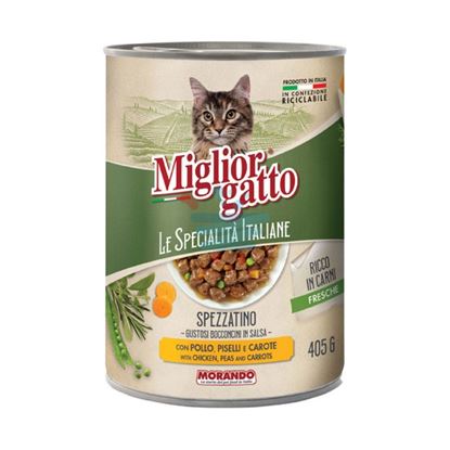 MIGLIOR GATTO  LE SPECIALITÀ ITALIANE BOCCONI DI POLLO, PISELLI E CAROTE 405 GR