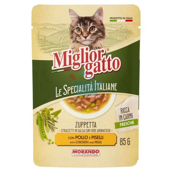MIGLIOR GATTO LE SPECIALITÀ ITALIANE ZUPPETTA CON POLLO E PISELLI 85 G