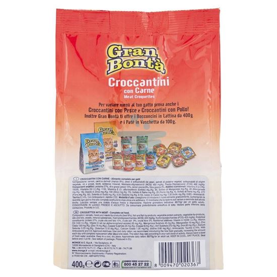 MONGE GRAN BONTA' GATTO CROCCHETTE CARNE 400GR.