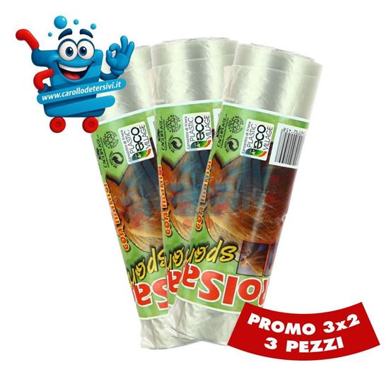 PROMO 3X2 ROL SAC SPORTY SACCHETTI SPAZZATURA CON MANICI 52X65 NEUTRO 30 LT 15 PEZZI