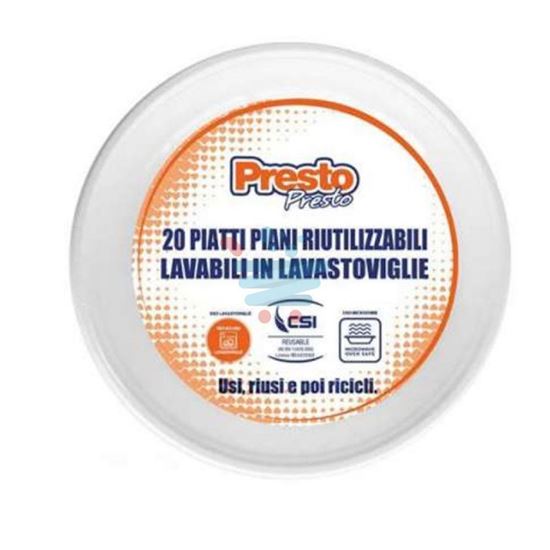 PRESTO PRESTO PIATTI PIANI RIUTILIZZABILI 20PZ