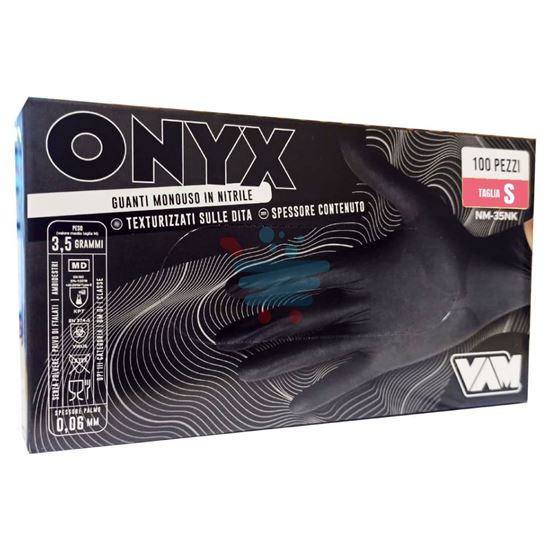 ONYX GUANTI NITRILE NERO TAGLIA S 100 PEZZI