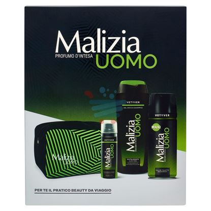 MALIZIA CONFEZIONE REGALO GEL DOCCIA 250ML-EDT 175ML-SCHIUMA DA BARBA 50ML-POCHETTE
