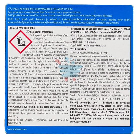 RAID OUTDOOR SPIRALI SPIRALE ANTIZANZARE 10 PEZZI