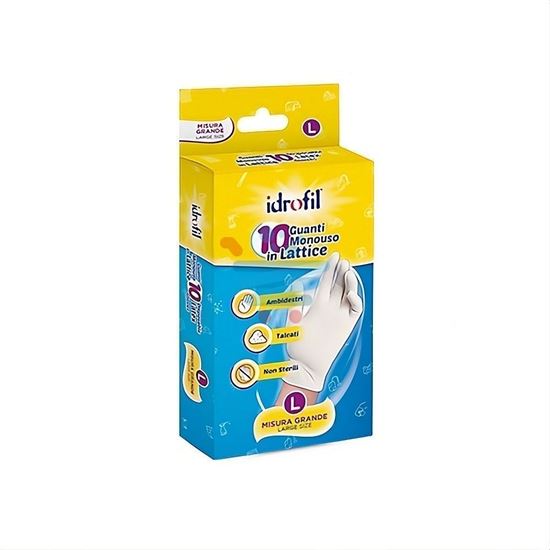 IDROFIL GUANTI IN LATTICE 10PZ MIS.L