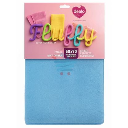 Panno microfibra Dealo Fluffy 50x70 in uso per lavare e lucidare pavimenti in parquet e ceramica