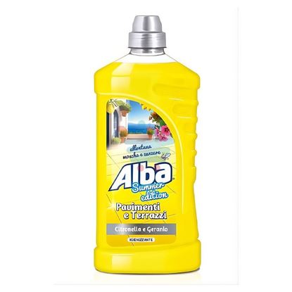 Detergente Alba Pavimenti Citronella e Geranio utilizzato su pavimenti interni ed esterni