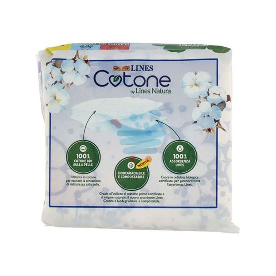 Dettaglio del prodotto Lines Cotone Assorbenti Ultra con Ali con design della confezione